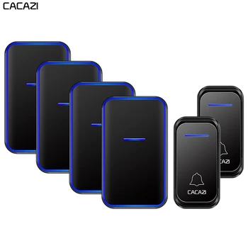 

CACAZI Home Welcome Wireless Doorbell Waterproof 300M Remote 2 Button 4 Receiver US EU UK AU Plug Intelligent Calling Door Bell