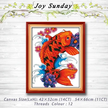 

Colorful auspicious fish decor painting 14CT 11CT counted cross stitch kits embroidery set Needlework Set chinese cross stitch