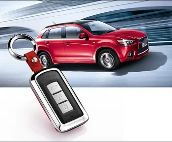 

Key Case Cover Genuine Leather Galvanized Alloy For Mitsubishi Outlander 2016 Lancer 10 Pajero Sport ASX L200 Smart 3 Button