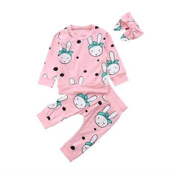 

Pajamas Autumn Winter Toddler Newborn 3pcs Baby Girl Boy Sleeper Clothes Set Long Sleeve Cartoon Rabbit Tops+Pant Pyjamas Set