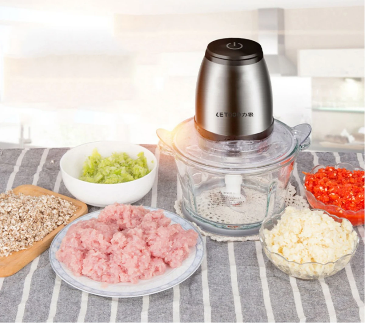

Electric Meat Grinder Vegetables Chopped Ginger Garlic Masher for Home Mincer