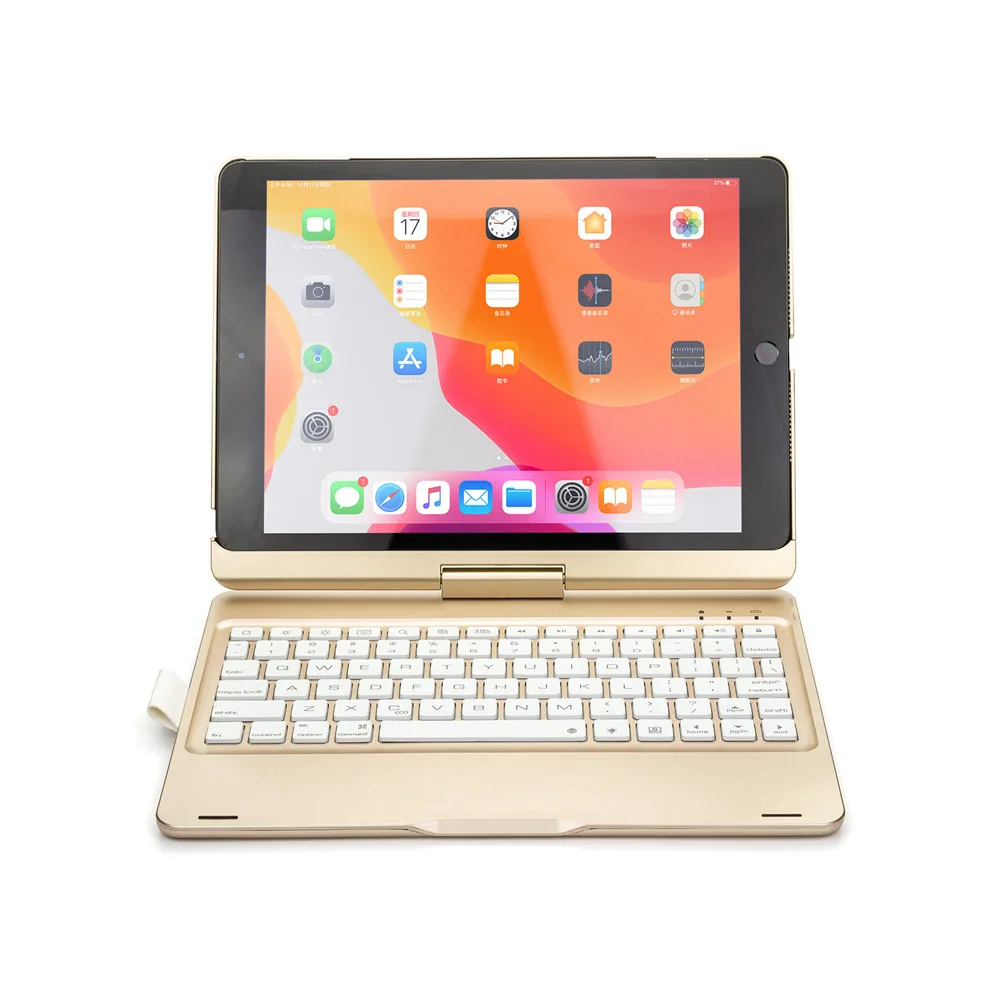 7 Colors LED Backlight 360 Degree Rotation Wireless Bluetooth Russian/Hebrew/Spanish Keyboard Case