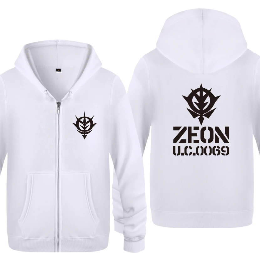 Zeon UC0069 логотип Аниме толстовки мужские мужские s молния с капюшоном флисовые толстовки кардиганы