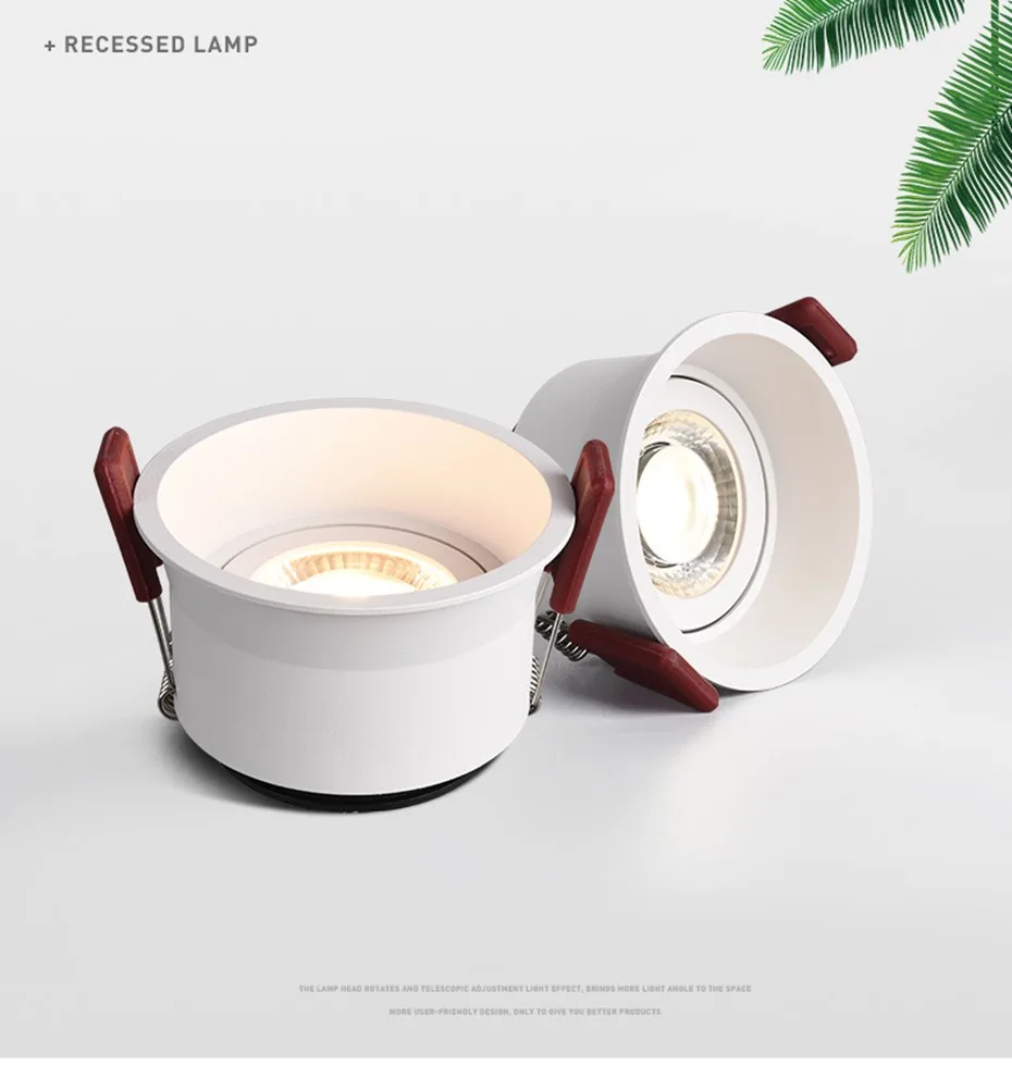 Dimmable LED Spot light 15W 12W Anti-Glare led downlight Angle Adjustable Indoor ceiling lamp Bedroom Kitchen led Recessed light