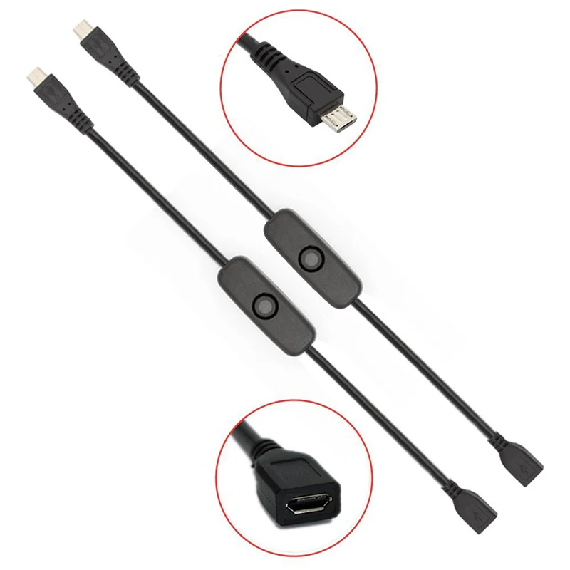 Para raspberry pi power cabo usb com interruptor de ligar/desligar controle de potência alternar para pi 3 modelo b +/b/2/zero/w