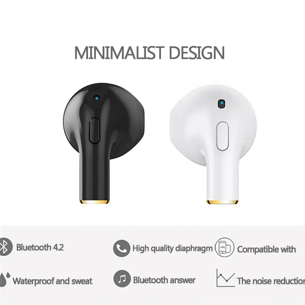 Мини Bluetooth гарнитура беспроводная Спортивная в уши невидимая Музыкальная гарнитура с зарядной коробкой микрофон одиночный в уши одиночный наушник