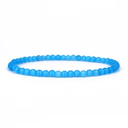 Mini Energy Charm Bracelet with Natural Stone Beads - Yoga Healing Jewelry for Women and Men, Best Friend Gift (Cat Eye)