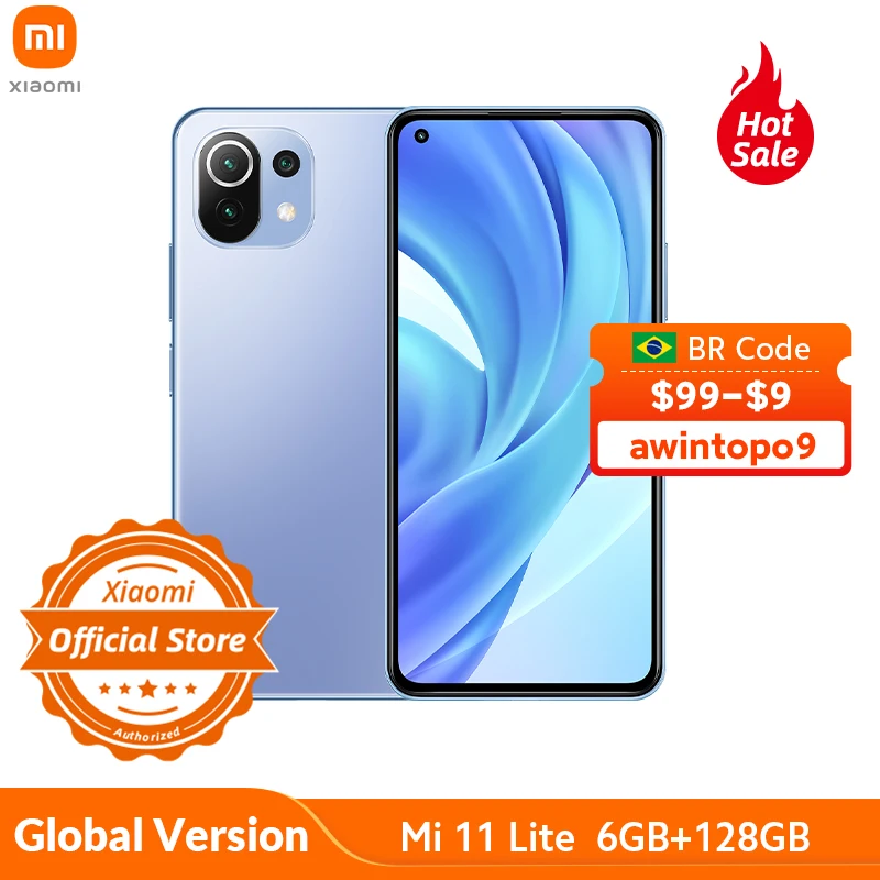 Xiaomi Mi 11 Lite глобальная версия 64 Гб/128 Гб Смартфон Snapdragon 732G Восьмиядерный 6 55 &quotAMOLED