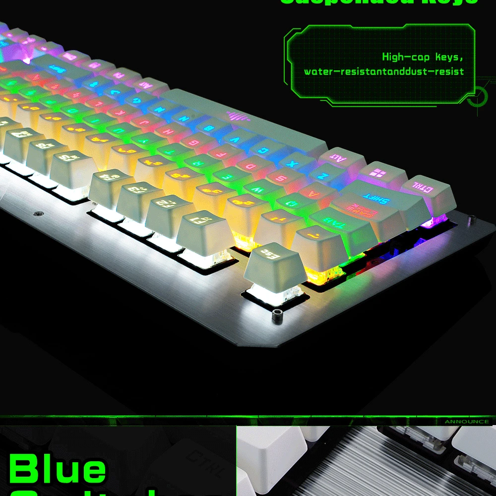 Проводная игровая механическая клавиатура 104 клавиш профессиональные игровые клавиатуры USB с подсветкой 10 видов цветов светодиодный для планшета настольного компьютера