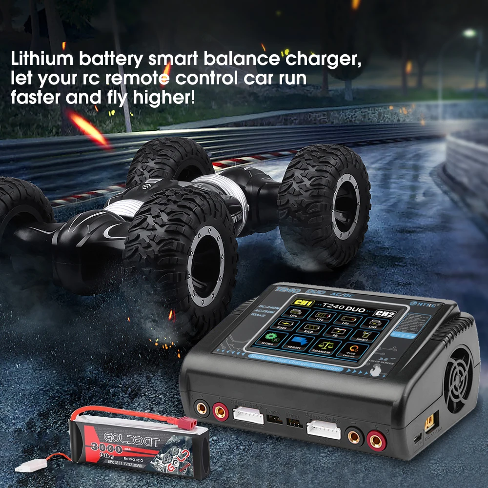 HTRC T240 DUO RC Dis зарядное устройство AC 150 Вт/DC 240 Вт сенсорный экран двухканальный 10 А