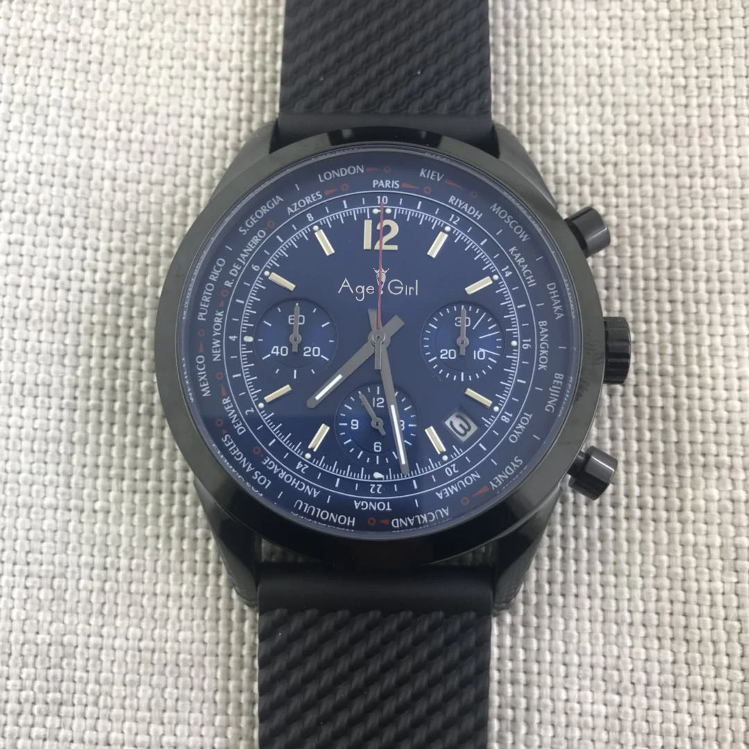 

Luxury Brand New Quartz Chronograph Men Stopwatch Sapphire Crystal Japanese Full Black Leather Rubber Sport Watches Limited AAA+
