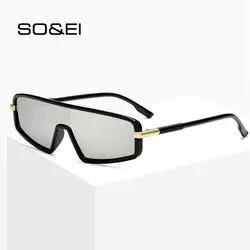 SO & EI модные маленькие прямоугольные цельные солнцезащитные очки для женщин и мужчин в стиле ретро, уличные солнцезащитные очки