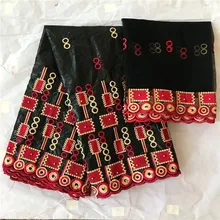 Высокое качество 5 ярдов Базен Riche дизайн Африканский Базен кружевная ткань+ 2 ярдов сетка тюль кружево с бисером KY092725