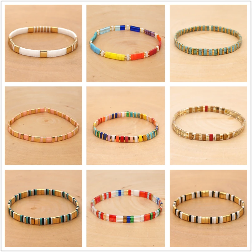 Bohemia Tila Miyuki Bracelet For Women Mix Colors Trendy Charm Wrap INS Rainbow Tile Bead Bracelets BOHO Jewelry