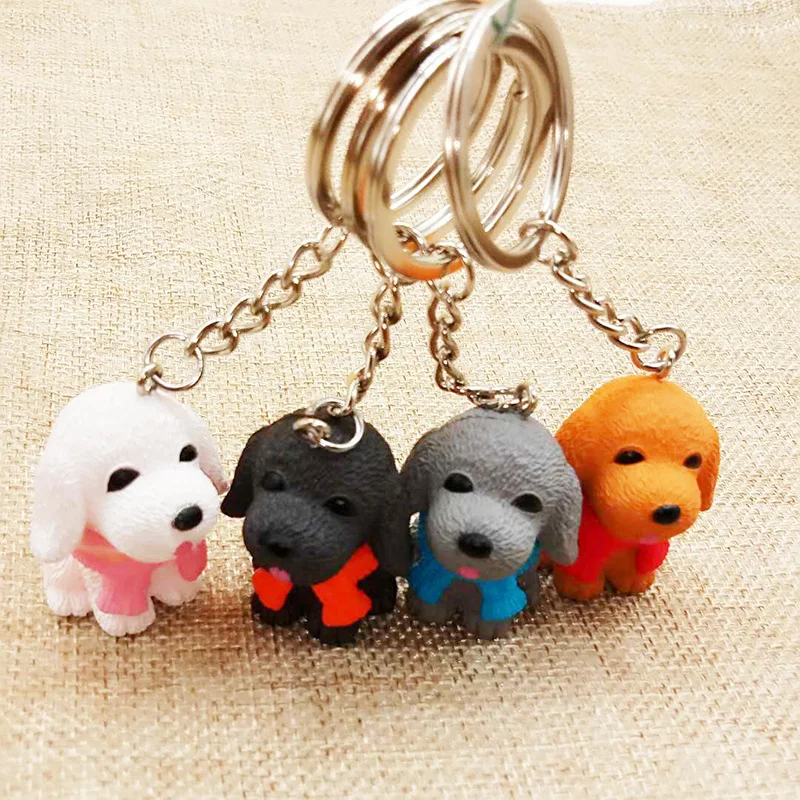 Мультяшный модный брелок для ключей с собакой резиновый Мини милый