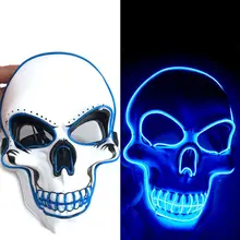 Unisex Halloween Light Up Mask Cosplay LED Scary Death Skull EL Wire Neon Fluorescent Festival Party Cosplay Costume Decoration