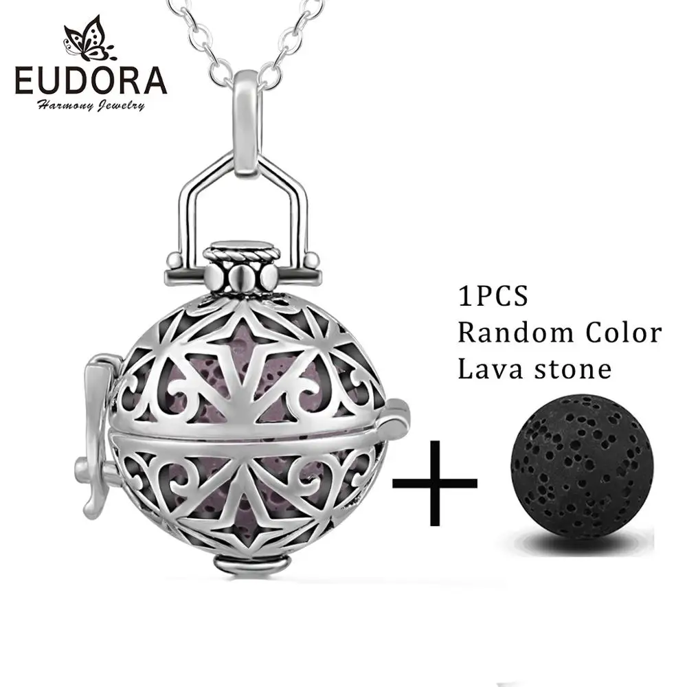 1pcs lava ball EUDORA античное серебро 16 мм Лава камень подвеска для ароматерапии эфирное масло диффузный звезда колье с кулоном в виде клетки 30'L цепи хорошее ювелирное изделие H47 - Окраска металла: 1pcs lava ball