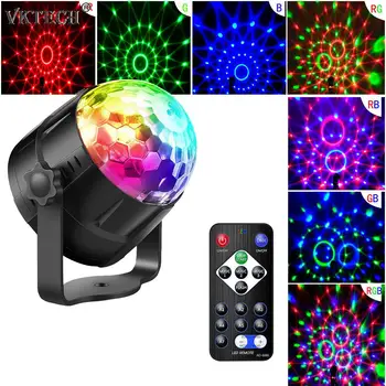 

Sound Activated Rotating Disco Ball Light 3W RGB LED Stage Light Party Strobe Stage Effect Decorative Lamp for Home KTV Show