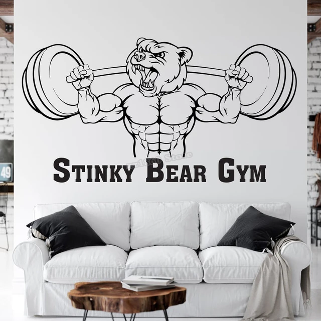 Gym Wall Decal Custom Fitness Decor Workout Art Vinyl Gorilla Gym