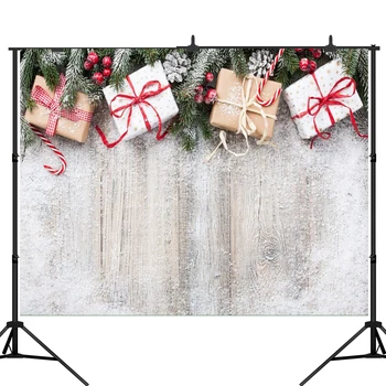 

Lyavshi Christmas background for photos Wooden Gift snowflake photography backdrop children's camera new year photocall