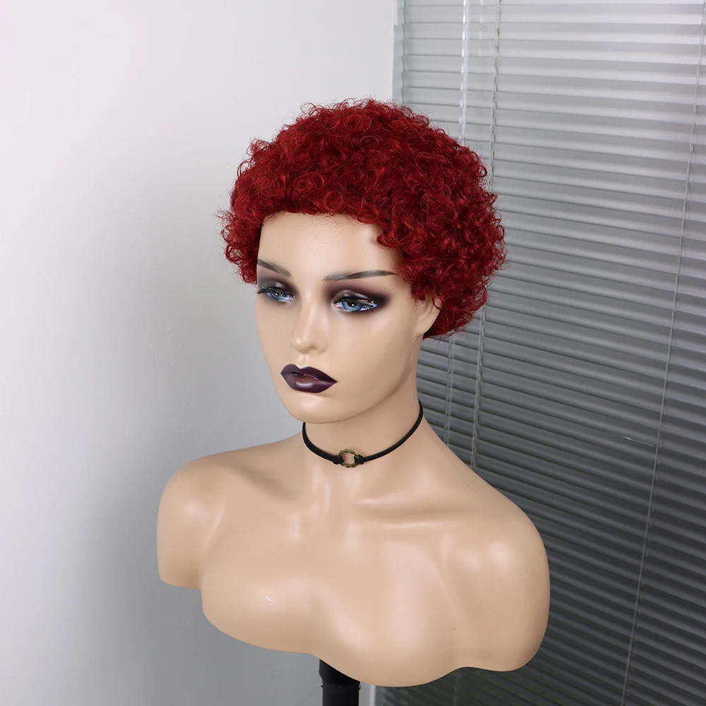 Short Curly Hair Wigs Pixie Cut Brazilian Human Hair For Black Women Natural Black 150% Density Glueless Afro Kinky Curly Wig