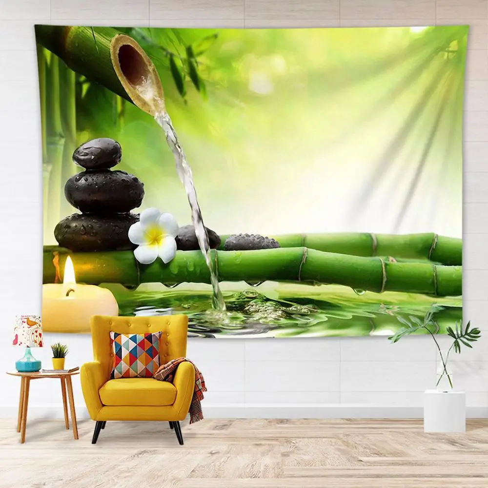 Zen Spa цветочный гобелен настенный Декор Лотос бамбуковые стебли камни садовый