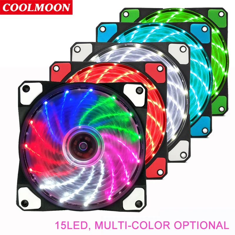 

15 Lights Case Fan 12cm Luminous Streamer Desktop Computer Mainframe Cooling Fan Mute Case Fan