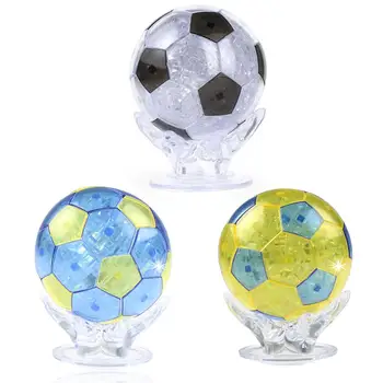 

3D Soccer Crystal Puzzle DIY Assembly Model Desk Crafts Decor Education Kids Toy Football Globe Balls Jigsaw Toys For Children