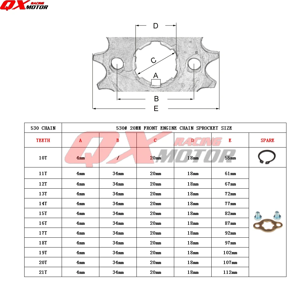 530 Chain 20mm 10-21 Teeth Front Engine Sprockets For 200 250cc Dirt Bike ATV Quad Buggy Motorbike engine sprocket