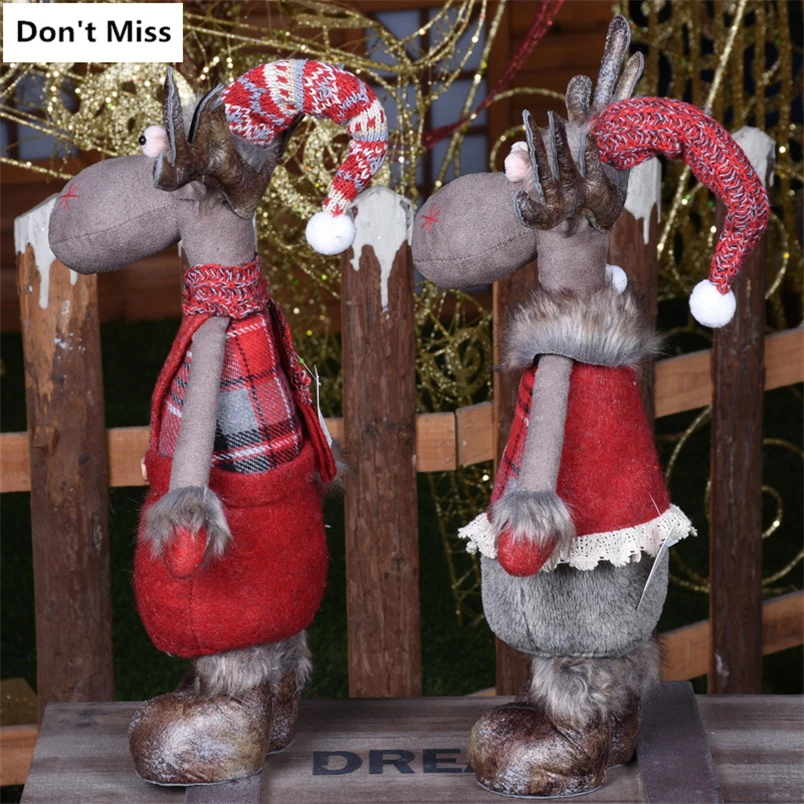 Рождественский орнамент, кукла с оленем, рождественский подарок для ребенка, фигурка Navidad, рождественские украшения для дома, красный орнамент с рождественской елкой
