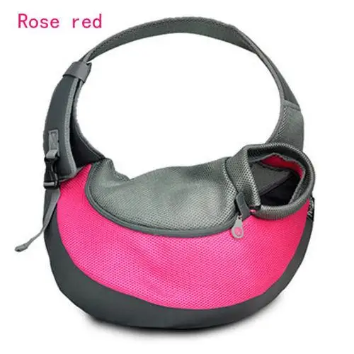 rose red Переноска для питомца щенка, сумка для путешествий на открытом воздухе, сумка из сетки Оксфорд, сумка на одно плечо, слинг из сетки, Удобная дорожная сумка-тоут, сумка на плечо - Цвет: rose red