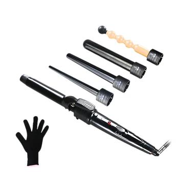 

New 5 In 1 Hair Curling Iron Wand Set Interchangeable 5 Size Curling Wand Rollers Ceramic Hair Curler Multi-Size Roller Hair Mod
