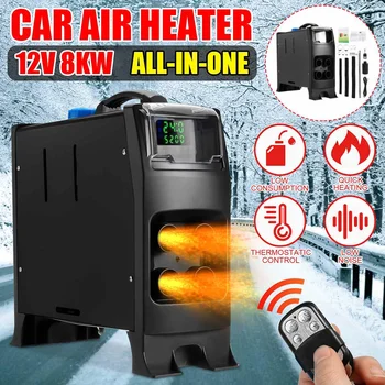 

8KW 12V Car Heater All in One 8000W Diesel Air Heater 4 Holes New LCD Monitor Parking Heater Quick Heat For Boat Truck RV Bus