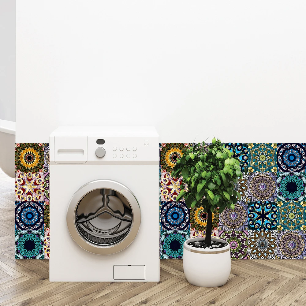 Mandala Style Matte Floor Stickers Transfers Covers For Kitchen Table Bathroom Wall Decor Waterppof Self-adhesive PVC Wallpaper