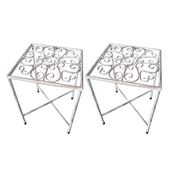 

2pcs Garden Indoor Outdoor Metal Rack Office Home Decor Plant Stand Rustproof Balcony Display Modern Bedroom Flower Pot Holder