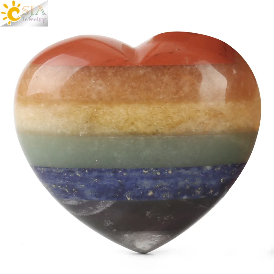 Csja Love Heart натуральный 7 Чакра украшение для дома ручная игра рейки заживление многослойный Карманный каменный орнамент Ювелирные изделия Подарки G162
