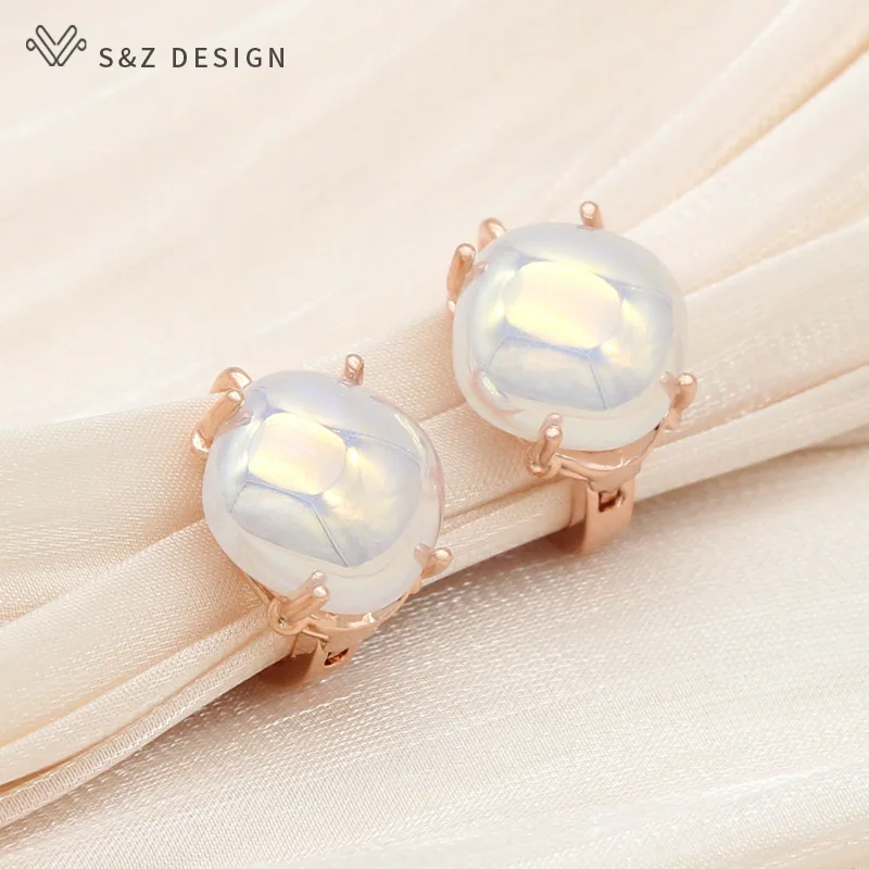 S&Z DESIGN New Fashion Rose Gold Color Square Dangle Earrings For Women Girl Wedding Elegant Jewelry