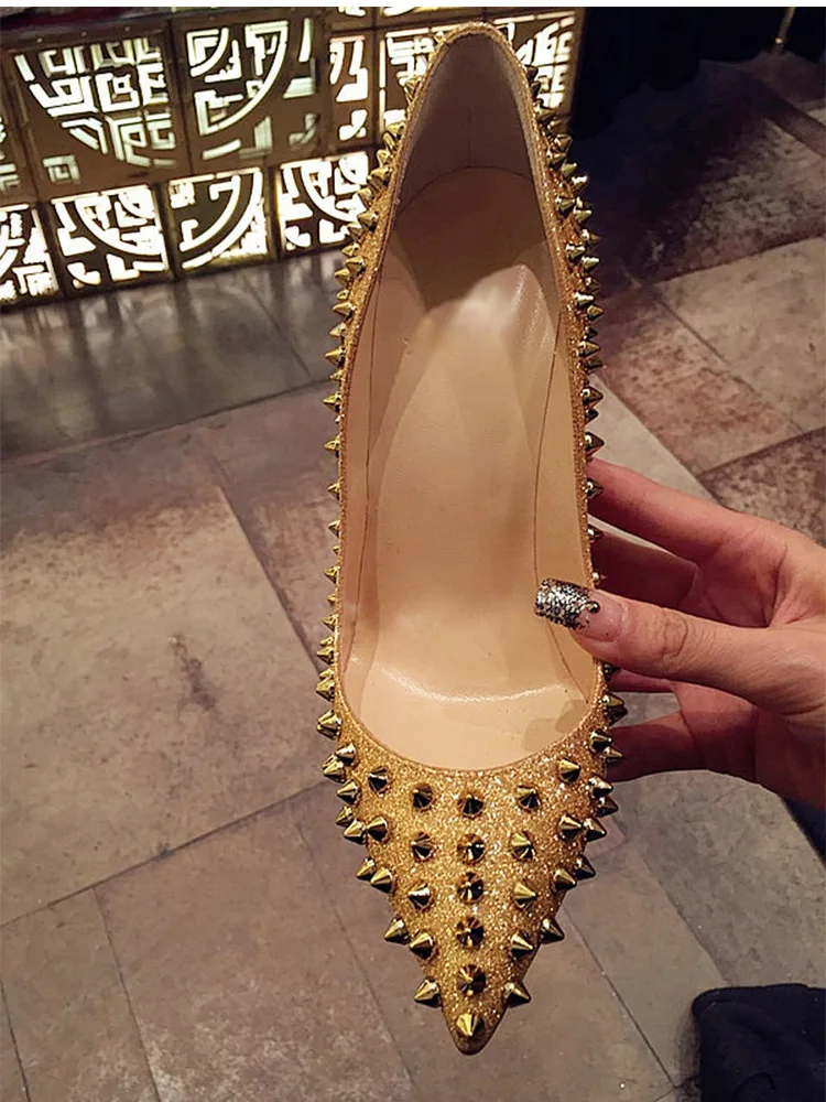 

2018 New Style Europe Roman Style Classic European And American Style Spring Shoes Comfortable Rivet High Heel Shoes Have Do 40