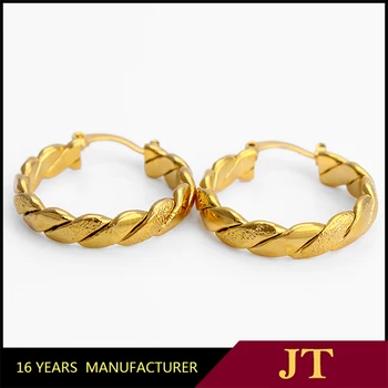 

14 K YELLOW GOLD GF TWISTED IP HOOPS CIRCLE HINGE HOOP MEDIUM LARGE EARRINGS