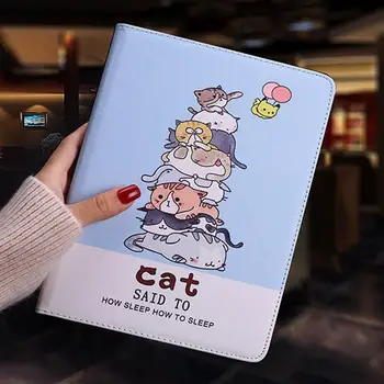 

Flip smart stand Case For New ipad 2017 2018 cover pu leather For ipad Air 1 AIR 2 Pro 9.7 Cute cat Cartoon illustration Case