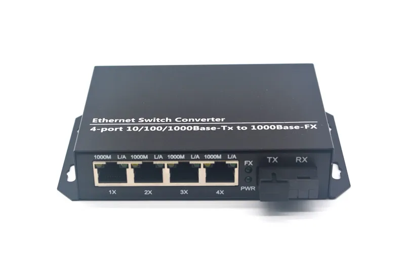 Dual Core 20KM 1310 Коммутатор Ethernet конвертер 4-Порты и разъёмы 10/100/1000Base-Tx для 1000Base-Fx одномодовый волоконно-оптический 1310nm 20 км питание от сети переменного тока - Цвет: Dual Core 20KM 1310