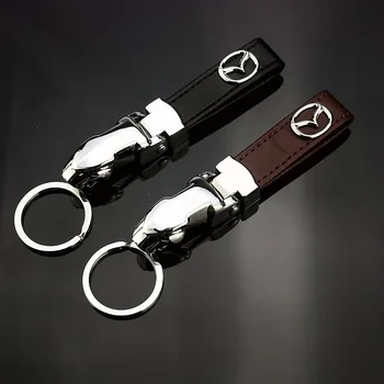 

Leather Car Logo KeyRing for Mazda Emblem MX5 6 Atenza 3 Axela 2 CX3 CX5 CX7 RX7 626 CX30 323 626 Metal Auto Badge Key Chain