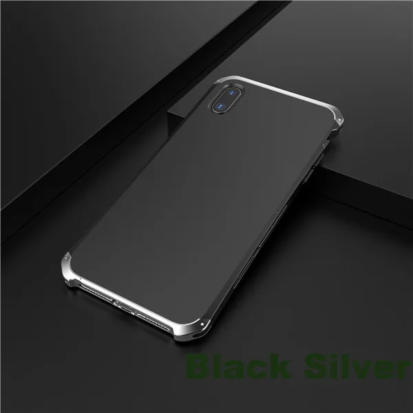 Black Silver Металлический Чехол XS Max для iPhone XR, чехол, противоударный, алюминиевая рамка, Жесткий ПК, задняя крышка, чехол для Apple iPhone X Xr Xs Max, Funda Capas - Цвет: Black Silver