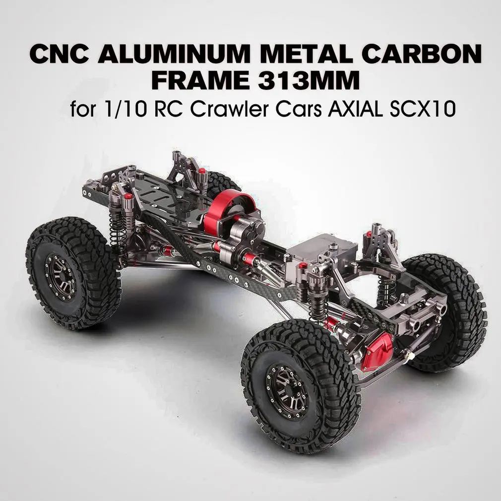 CNC Алюминиевый металлический и карбоновый корпус для RC автомобилей 1/10 осевой SCX10 шасси 313 мм Колесная база автомобиля гусеничный автомобиль части аксессуар