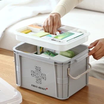 

Plastic Medical Box Storage Container Multi-Layer Medicine Box Nordic Home Organizing Boxes( Gray)