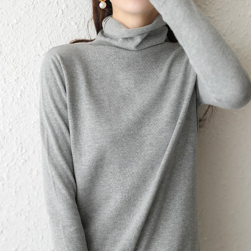 

Sparsil Women Fall&Winter Turtleneck Knit Sweater Elastic Slim Fit Breathable Female Tops Chic Elegant Lady Soft Thin Pullovers