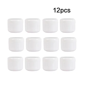 

12pcs 50g White Empty Makeup Jar Portable Face Cream Box Plastic Cosmetic Container Refillable Bottles Cream Lip Balm Pots