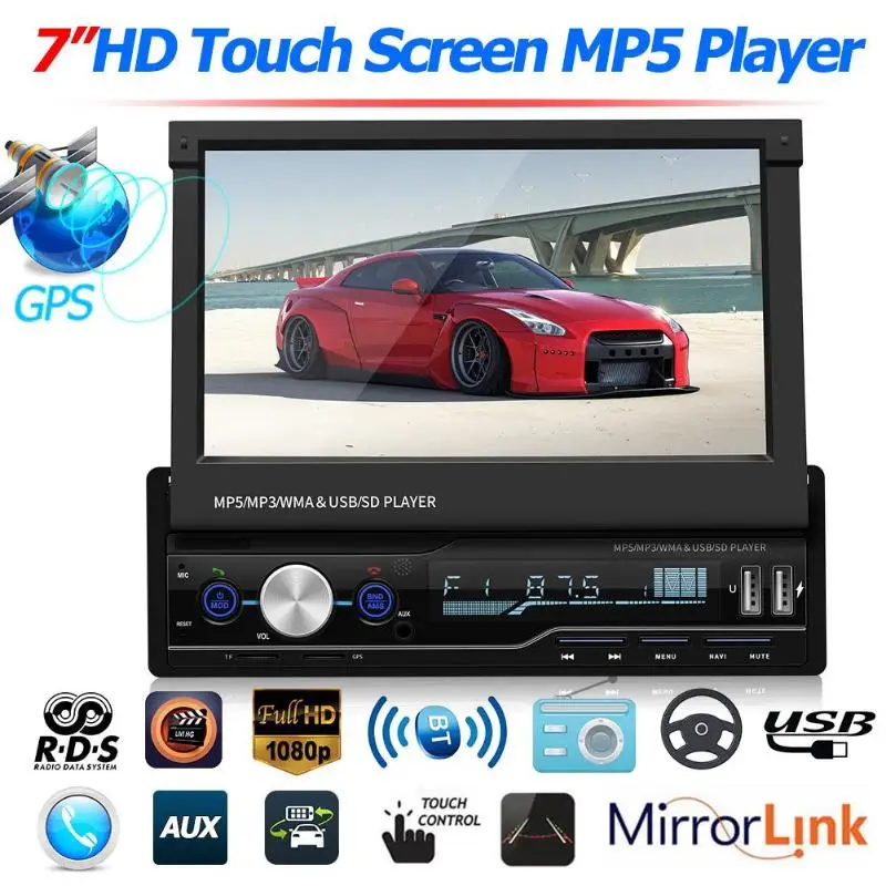 

T100G 7 Inch Car Stereo MP5 Player GPS Navi RDS FM AM Radio Bluetooth AUX