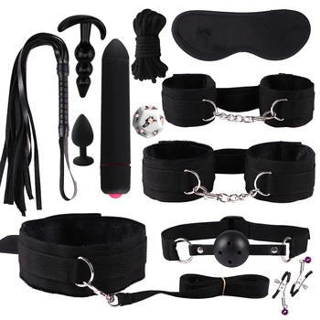 BDSM Kits Vibrator Sex Toys for Women Couples Handcuff Whip Anal Plug Exotic Accessories Bondage Equipment Harness Sex Furniture 3