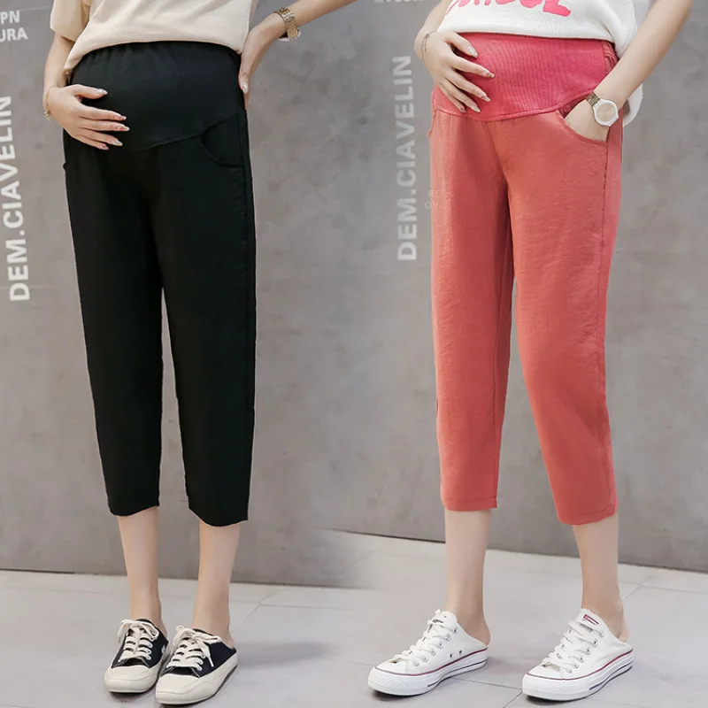 1986# Summer Thin Linen Maternity Capris Pants Casual Harem Pants Clothes for Pregnant Women Pregnancy High Waist Belly Trousers 1986# Summer Thin Linen Maternity Capris Pants Casual Harem Pants Clothes for Pregnant Women Pregnancy High Waist Belly Trousers
